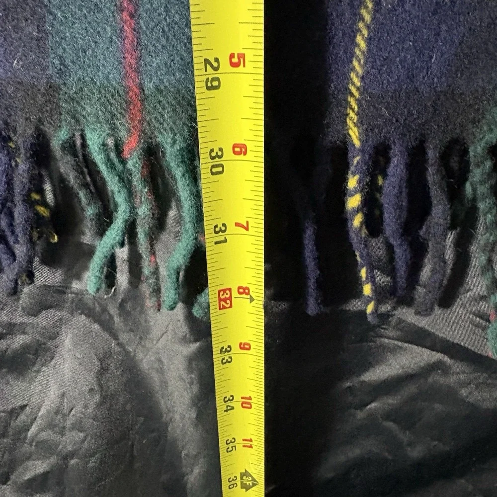 Polo Ralph Lauren Made in Italy Tartan Wool Scarf Pony Logo Italian Navy Green